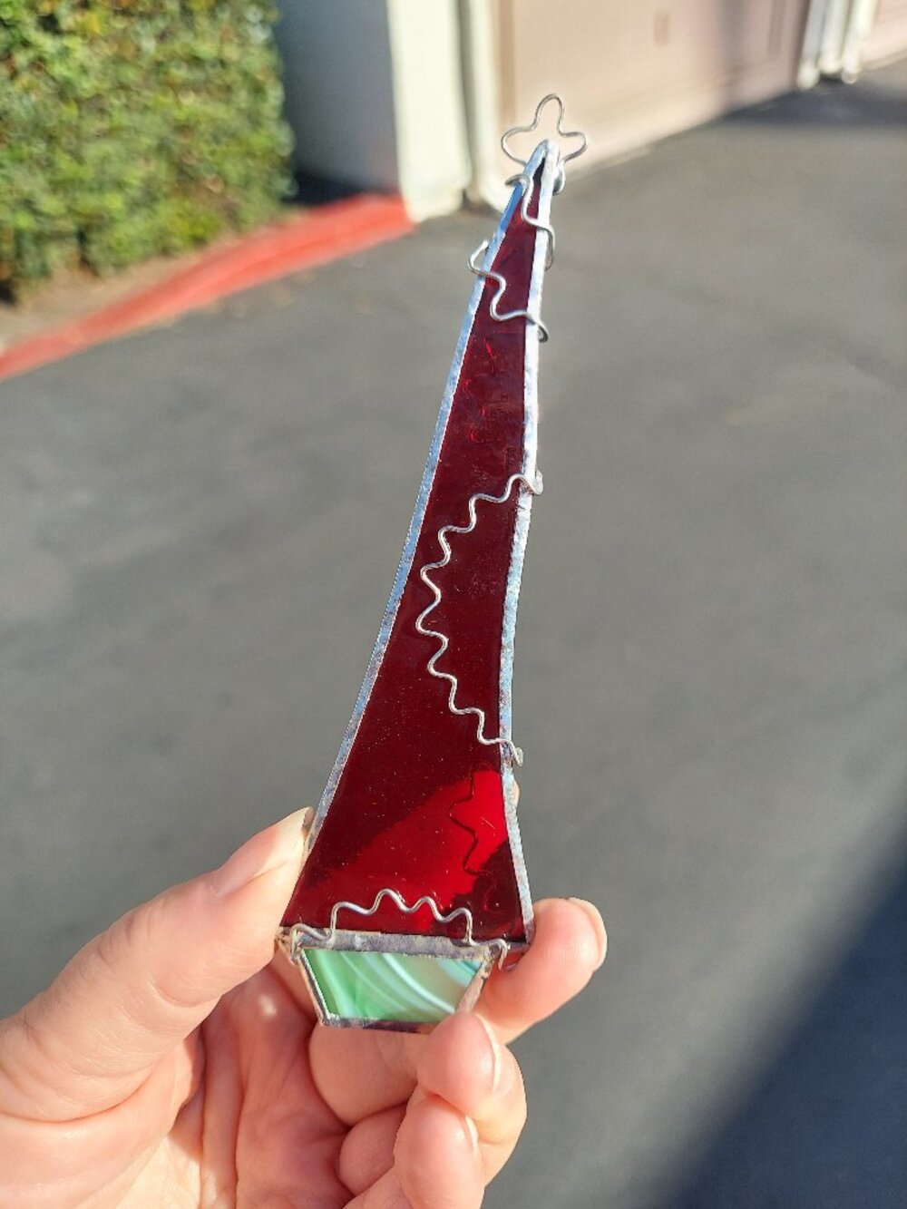 Handmade Stained Glass Christmas Tree Ornament